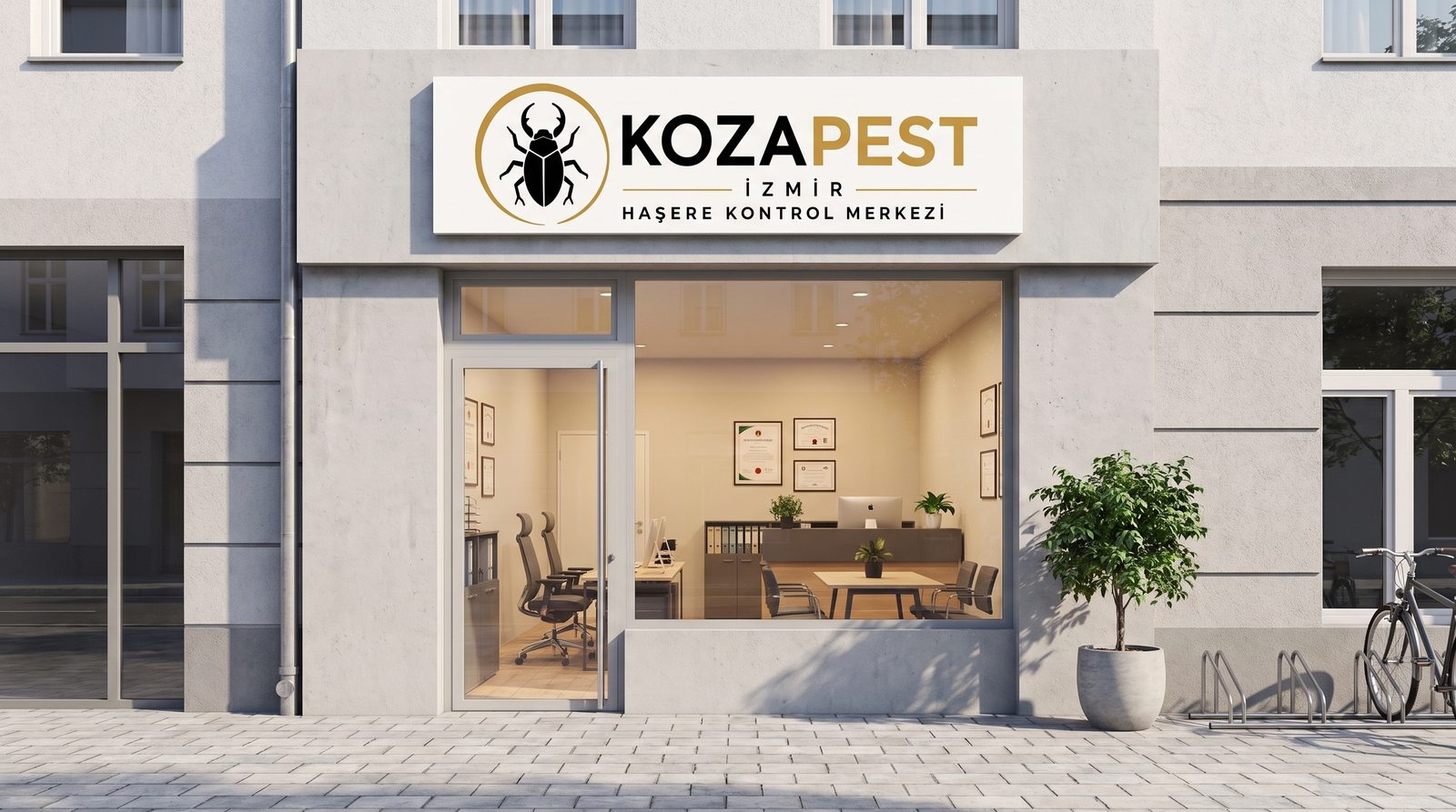 KozaPest İzmir Haşere Kontrol Merkezi ofis cephesi ve tabelası